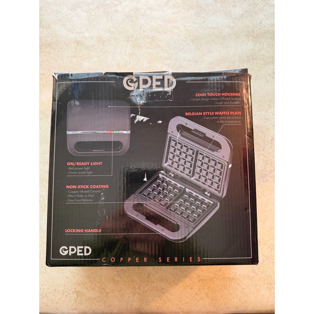 Copper Series Ceramic Nonstick Waffle Maker NEW OPEN BOX